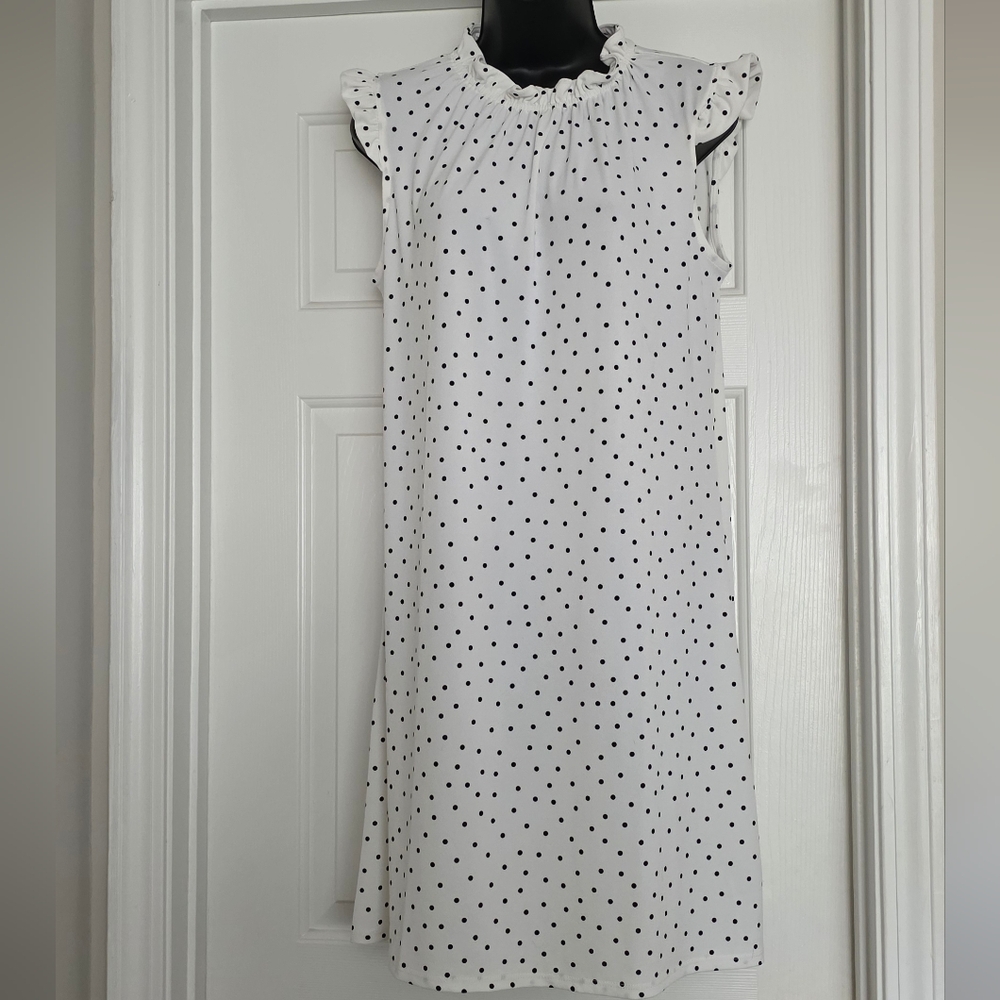 Adrianna Papell Printed Knit Ruffle Neck Dress Size M